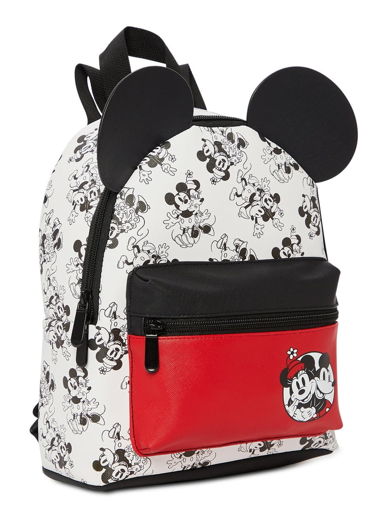 Disney Mickey Minnie Mouse Women's Faux Leather Black White