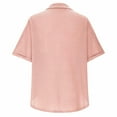 thumbnail image 7 of Women's Short Sleeve Tops Acrylic Knit Lapel Collared Shirt with Buttons Loose Fit Pullover Tee Blouses (XL, Pink), 7 of 7