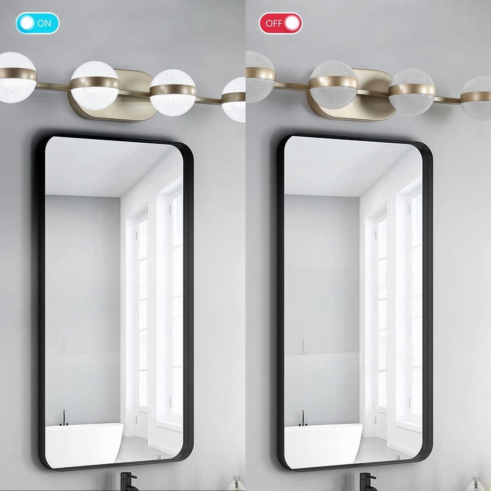 43" Gold Minimalist LED Bathroom Vanity Light, 6-Light Wall Mounted Fixture with Crystal Sand Acrylic Shades, Modern Decorative Lighting for Mirror, Sink, and Vanity Area