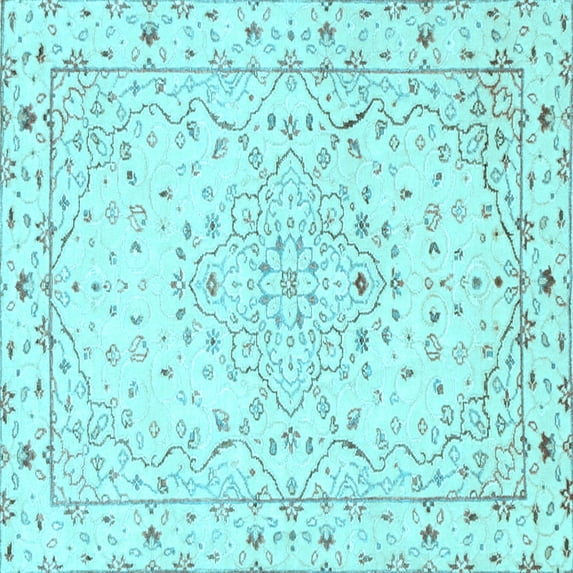 Ahgly Company Indoor Square Persian Light Blue Traditional Area Rugs, 8' Square