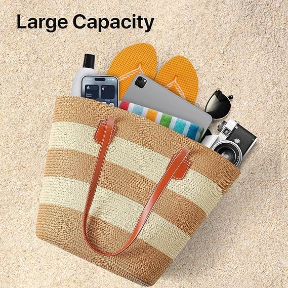 Nollia Straw Bags For Women | Travel Straw Totes Bag, Summer Woven Handmade, Shoulder Bag Handbag