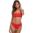 thumbnail image 1 of Mujer Bandeau Bikini Set Halter Dos Piezas Traje de baño con Cintura Cintura hacia Arriba Rojo rosa CH Rojo rosa CH Xishao ropa, 1 of 2