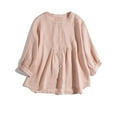 thumbnail image 2 of Women's Button Solid Color Round Neck 3/4 Sleeve Shirt Loose Fit Japanese Style, 2 of 2