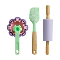 Way To Celebrate 10-Piece Baking Tool Set, Green, Pink, and Purple