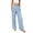 Blue, variant on Women's Plaid Pants Lightweight Button Pleated Elastic Waist Pants High Rise Casual Pockets Trousers