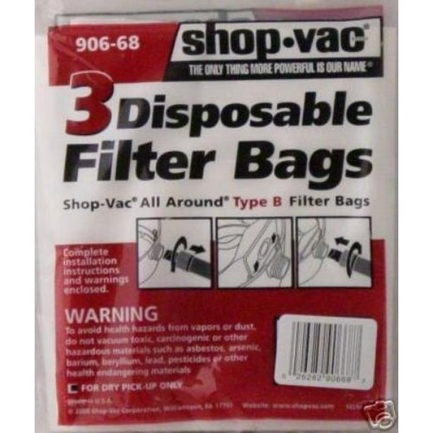 12 SHOP VAC Vacuum Bag TypeB 90668 Genuine"