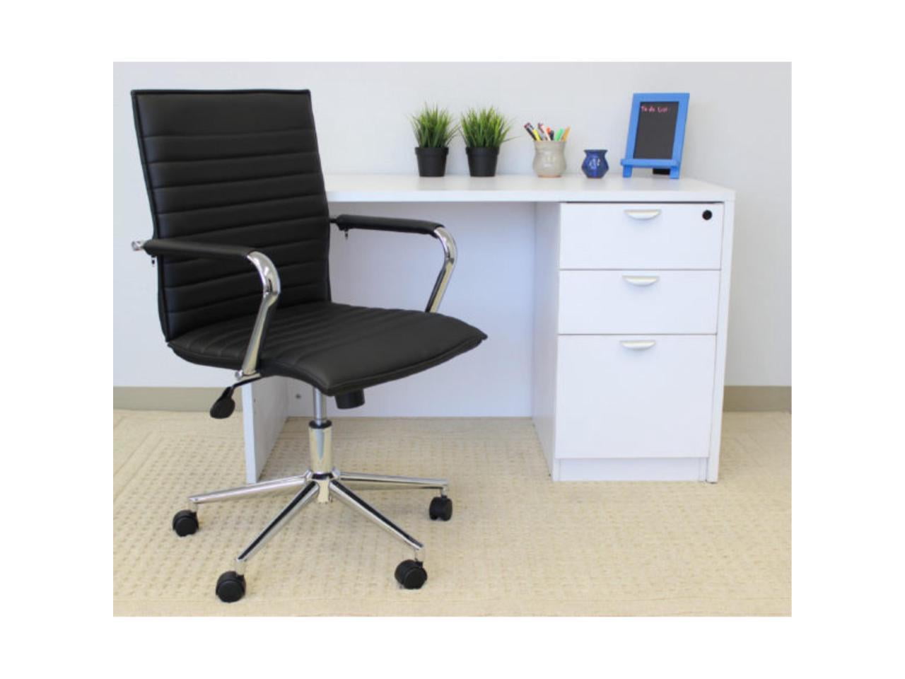 Boss Office Products Vinyl Hospitality Task Chair with Fixed Chrome Arms and Casters, Black