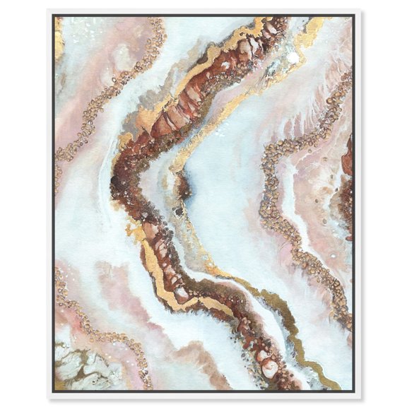 Blush Geode Mineral, Agate & Geode Wall Art Canvas Wall Art by Art Remedy, White Floater Frame, 37" x 46"