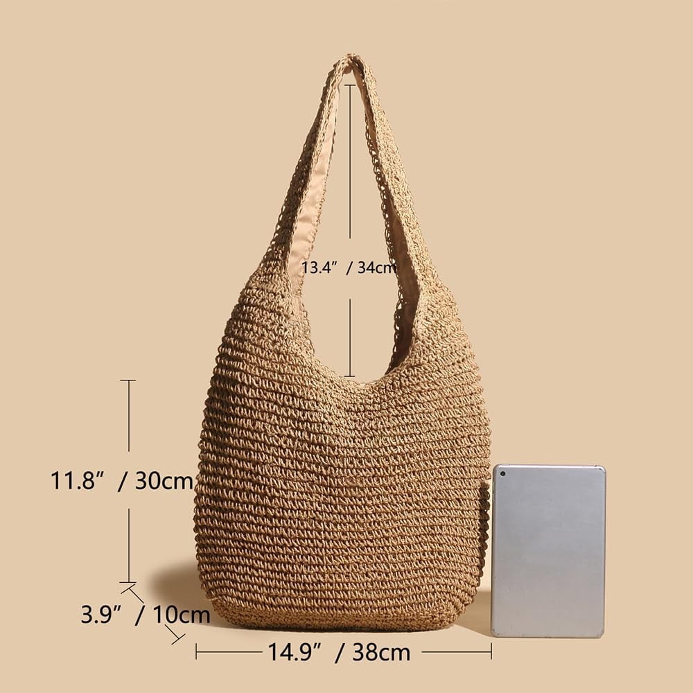 CoCoMangos Straw Hobo Bags for Women Vintage Handbag Tote Bag Boho Crochet Beach Bag Trendy Handwoven Shoulder Bags Purse