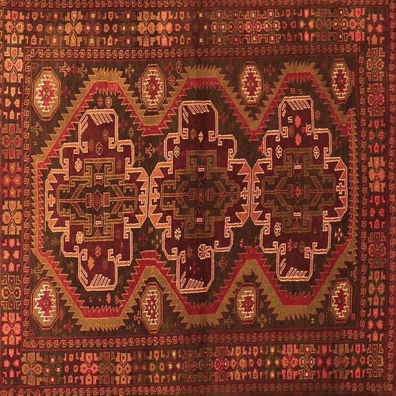 Ahgly Company Indoor Square Persian Orange Traditional Area Rugs, 7' Square