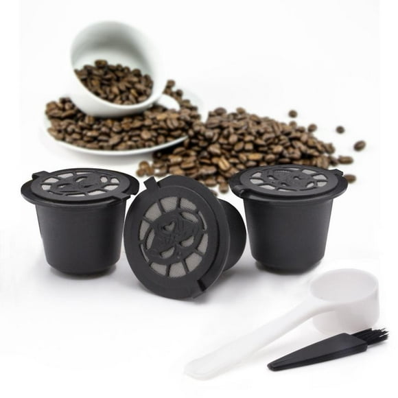 3Pcs Coffee Capsule Cup Nespresso Compatible Reusable Refillable Coffee Filter Pod Capsules Coffee Filter Single Cup Filter Pod Coffee for Home Kitchen Red