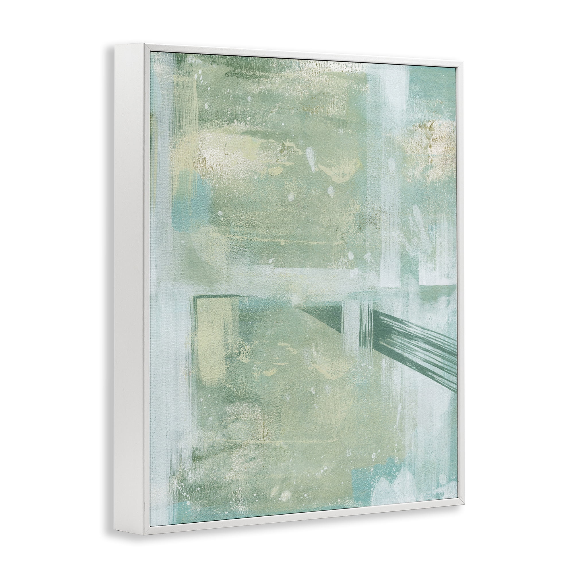 Stupell Industries Green Weathered Abstract Abstract Painting White Framed Art Print Wall Art, 24 x 30