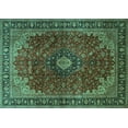 thumbnail image 1 of Ahgly Company Indoor Rectangle Medallion Turquoise Blue Traditional Area Rugs, 8' x 10', 1 of 4