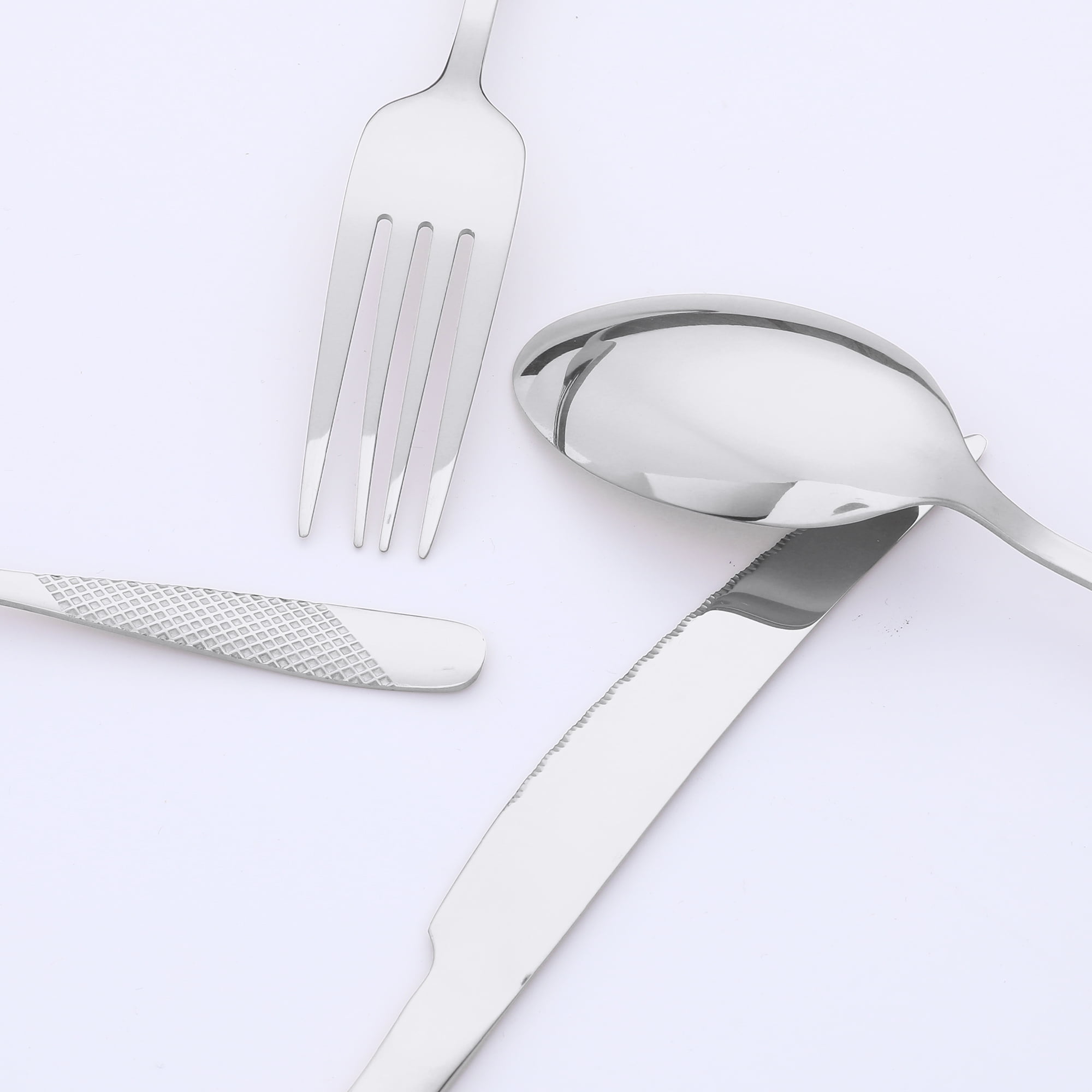 Unique Bargains Stainless Steel Flatware Set Mirror Polished Cutlery Set Silver 4 Pcs
