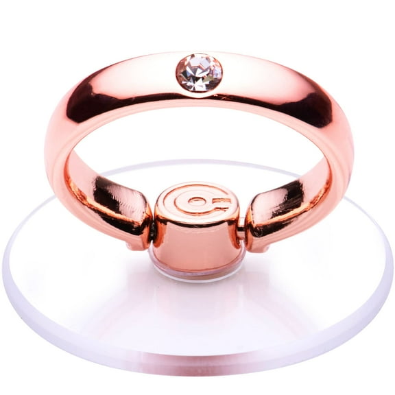 Transparent Phone Ring Stand Holder - EI Sonador Clear Cell Phone Ring Holder Finger Grip (2pcs, Rose Gold & White Gem)