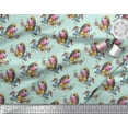 thumbnail image 2 of Soimoi Green Moss Georgette Fabric Leaves,Floral & American Robin Bird Decor Fabric Printed BTY 42 Inch Wide, 2 of 3