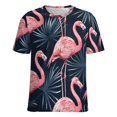 thumbnail image 5 of Flamingo Pattern Women's Short Sleeve T-Shirt Crew Neck Casual Summer Trendy Loose Fit Tops, 5 of 6