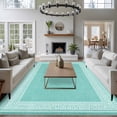 thumbnail image 4 of Rectangle Area Rugs 5 x 8 Ft, Bluish Green Retro Greek Key Non-Slip Residential Carpet, Greece Ancient Rustic Geometric Indoor Crawling Mats Runner Rugs for Living Room/Dining Room/Bedroom, 4 of 8