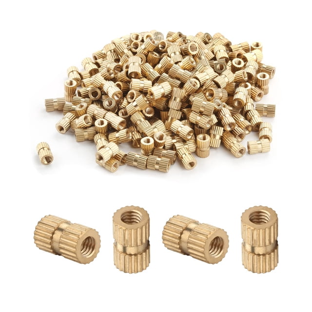 HUGFEGWE M3x8mm Female Thread Knurled Nuts,200PCS Hx5mm OD Brass Threaded Insert Embedment Nuts Hydraulic Welded Joint Injection Molding Assortment Kit for 3D Printing Injection Molding CA919-73370