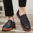 thumbnail image 5 of Men's Casual Leather Loafer Shoes Slip On Soft Breathable Handmade Stitching Fashion Shoes Lightweight Driving Dress Shoe Blue 9.5 US, 5 of 7