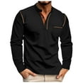 thumbnail image 5 of ZZHZGZ Mens 4Th of July Shirt Men T Shirts Pack Male Autumn and Winter Long Sleeve Solid Color Pocket Letter Stripe Stitching Raglan Sleeve Top S, 5 of 5