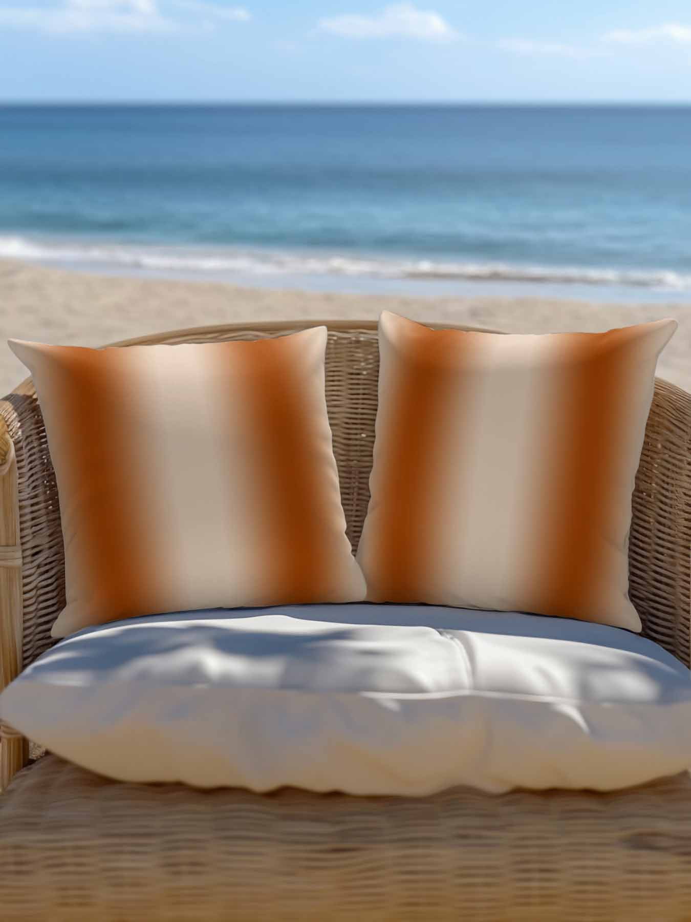 Outdoor Pillows Waterproof, Burnt Orange Ombre Bedding Throw Pillows with Insert for Couch Sofa Bed, Modern Abstract Art Farmhouse Gradient 16x16 Inch Pillowcases Decorative Patio Pillow Set of 1