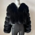 thumbnail image 5 of Abrigo de piel sintética de zorro con cuello en V para mujer, abrigo de invierno cálido de manga larga para mujer, chaqueta de piel de lujo a la moda, prendas de vestir elegantes de peluche 2024, 5 of 5