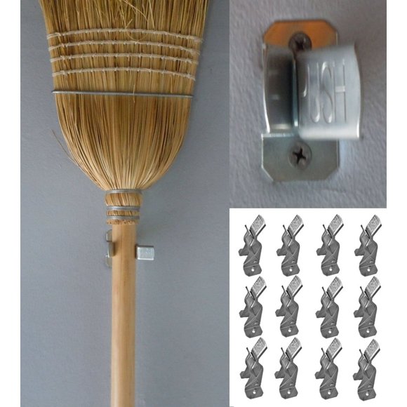 12 Pinces à Ressort en Métal pour Garage Placard Organisateur Mural pour Balais, Vadrouilles, Râteaux, Etc. (12 Pack)