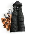 thumbnail image 4 of Brondbend Women's Fashion Vests Womens Winter Coat Hooded Sleeveless Pocket Zipper Outerwear Solid Color Thick Loose Fit Coats Ladies Outdoor Tops Black, 4 of 6