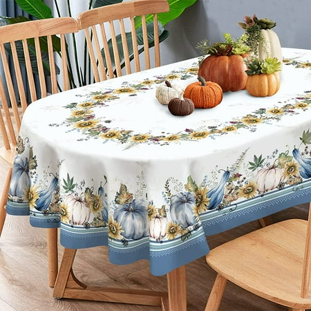 

Oval Sunflower Tablecloth Yellow Sunflower Fabric Tablecloth 60 x102 Wrinkle Resistant and Washable Floral Table Cloths Perfect for Kitchen Dinner Family Gathering Holiday Dining Room Table