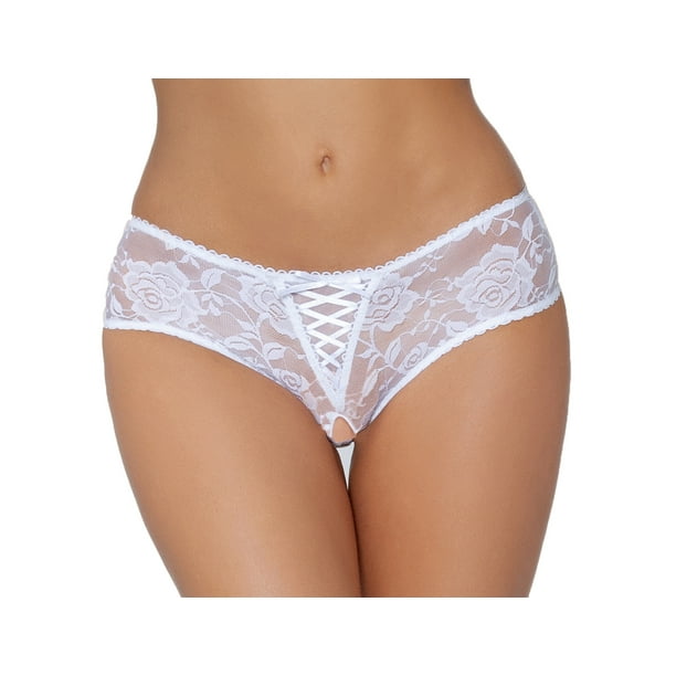 Lacy Line Lacy Line Sexy Lace Up Front Open Crotch Lace Panties