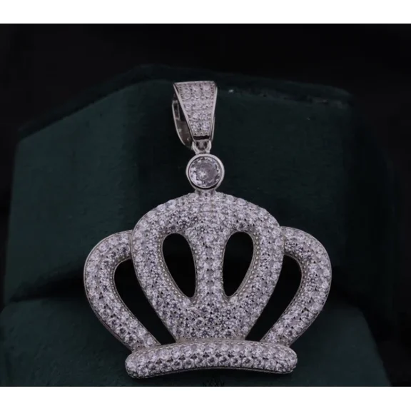 2.80 CT Round Cut White Moissanite Custom Pendant 14k White Gold Plated
