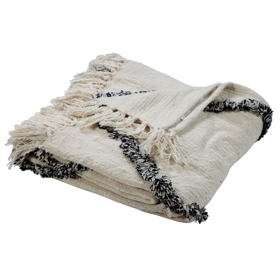 Laddha Home Designs White and Black Diamond Handmade Throw Blanket 50" x 60"
