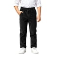 thumbnail image 2 of Nekdswn Boys Corduroy Pants Button Front Elastic Waist Trousers with Pockets Trendy Straight Leg Open Bottom Pants Fall School Outfits, 2 of 8