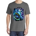 thumbnail image 2 of Wild Bobby, Great White Shark Species in Ocean, Animal Lover, Garment-Dyed Washed Look Short Sleeve T-Shirt, Charcoal, Medium, 2 of 3