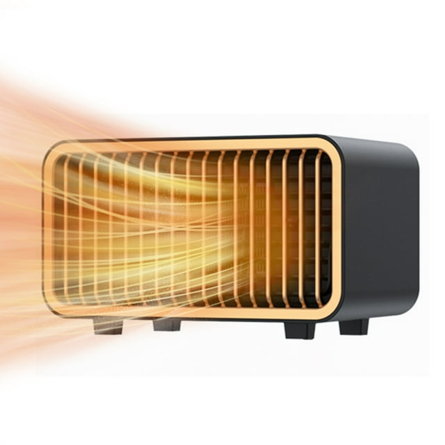 yeacher Compact 800W PTC Ceramic Heater with Dual Heat Settings, 30° Anti-Tip Design, Fast Heating for Home & Office, Black, 110V US Plug, Energy-Efficient Space Heater