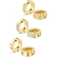 thumbnail image 3 of Leander 3 Pairs Stainless Steel Mens Womens Hoop Earrings Clip On CZ Non-Piercing, 3 of 6