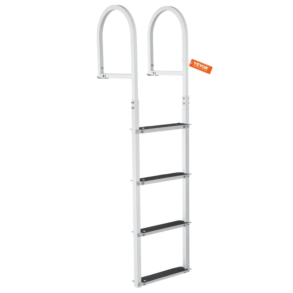 VEVOR Dock Ladder, Removable 4 Steps, 500 lbs Load Capacity, Aluminum Alloy Pontoon Boat Ladder with 3.1'' Wide Step & Nonslip Rubber Mat, Easy to Install for Ship/Lake/Pool/Marine Boarding