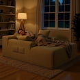 thumbnail image 6 of Noelse 67" Oversized Chaise Lounge, Corduroy Floor Sofa with Pillows, Deep Seat Comfort for Living Room, Beige, 6 of 10