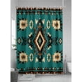 thumbnail image 5 of Shower Curtains Retro Geometric Green Black Beige Texture Bath Curtain Floral Ethnic Style Waterproof Bathroom Shower Curtain Set with Hooks Decoration 36 x 72 Inches, 5 of 7