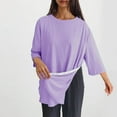 thumbnail image 2 of BiZtdJrK Surgery Shirts for Women Tear Away 3/4 Sleeve Tops Loose Fit Side Split Hem Blouses Solid Casual Soft Tops Chemo Port Adaptive Clothing Purple XL, 2 of 9