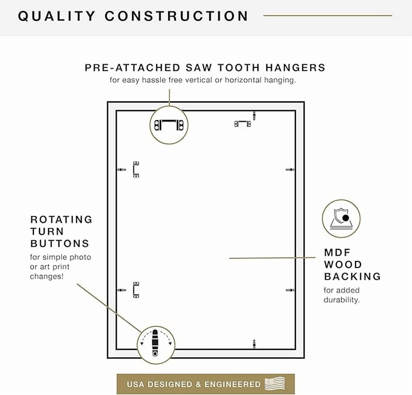 MCS Studio Gallery 18x24 Poster Frame Black Woodgrain, Vertical & Horizontal Wall Hanging Large Picture Frame for Photos, Posters & Art Prints (1-Pack)