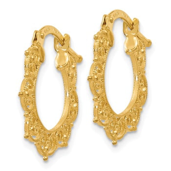 Lex & Lu Leslie's 14k White Gold Fancy Hoop Earrings 