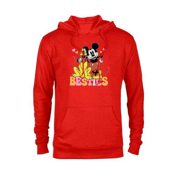 Disney Mickey Mouse Pluto Besties BFF Best Friends Valentine - Pullover Hoodie for Adults - Customized-Red