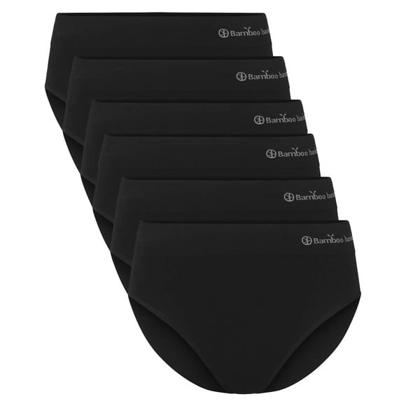 Bamboo basics Calzoncillos de mujer, paquete de 6 - BELLE seamless full briefs, jersey, logotipo Negro L (Large)