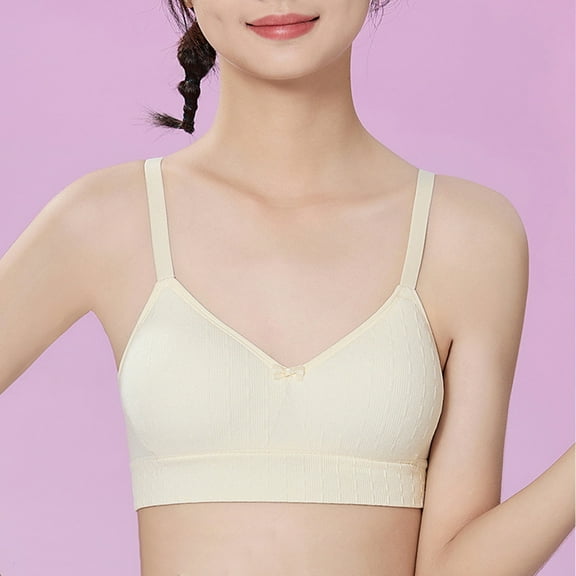 Bnwani Big Girls Bras for Teen Girl Comfortable Breathable Thin Puberty Undewear Solid Bra Black Size 14-15 Years