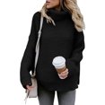 thumbnail image 1 of Suéter de punto de manga larga con cuello alto elegante para mujer, suéter informal, sudadera de invierno (L), 1 of 5