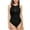 Black, variant on One Piece Swimsuit for Women Stretch Slim Tummy Control Bathing Suit Twist Front Cutout Modest Swimwear