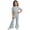 Light Blue, variant on Casual Suit for Girls Elastic Short Sleeve Top Flared Pants Two Piece Boys and Girls Outfits,Light Green,Size 3 -4 Years
