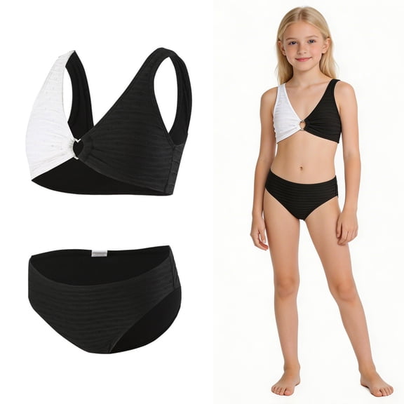 Tween Girls Swimsuits 2 Piece Quick Dry Girls Bikini Sets with Chest Pad Tween Bikini 13-14 Years